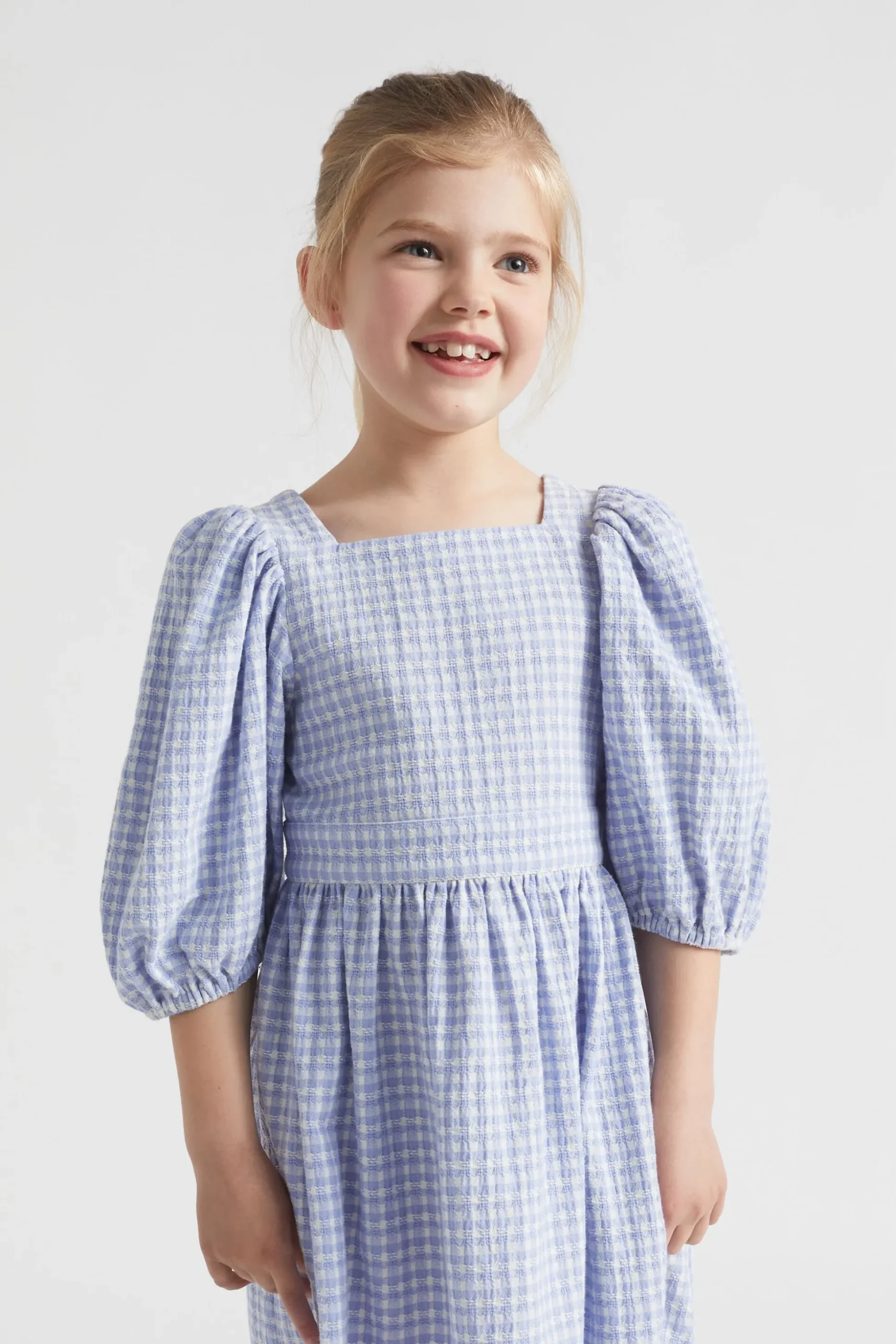 Seed Heritage Dresses-Gingham Dress Blue Iris