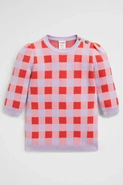 Seed Heritage Knitwear & Sweaters-Gingham Knit Dress Orchid