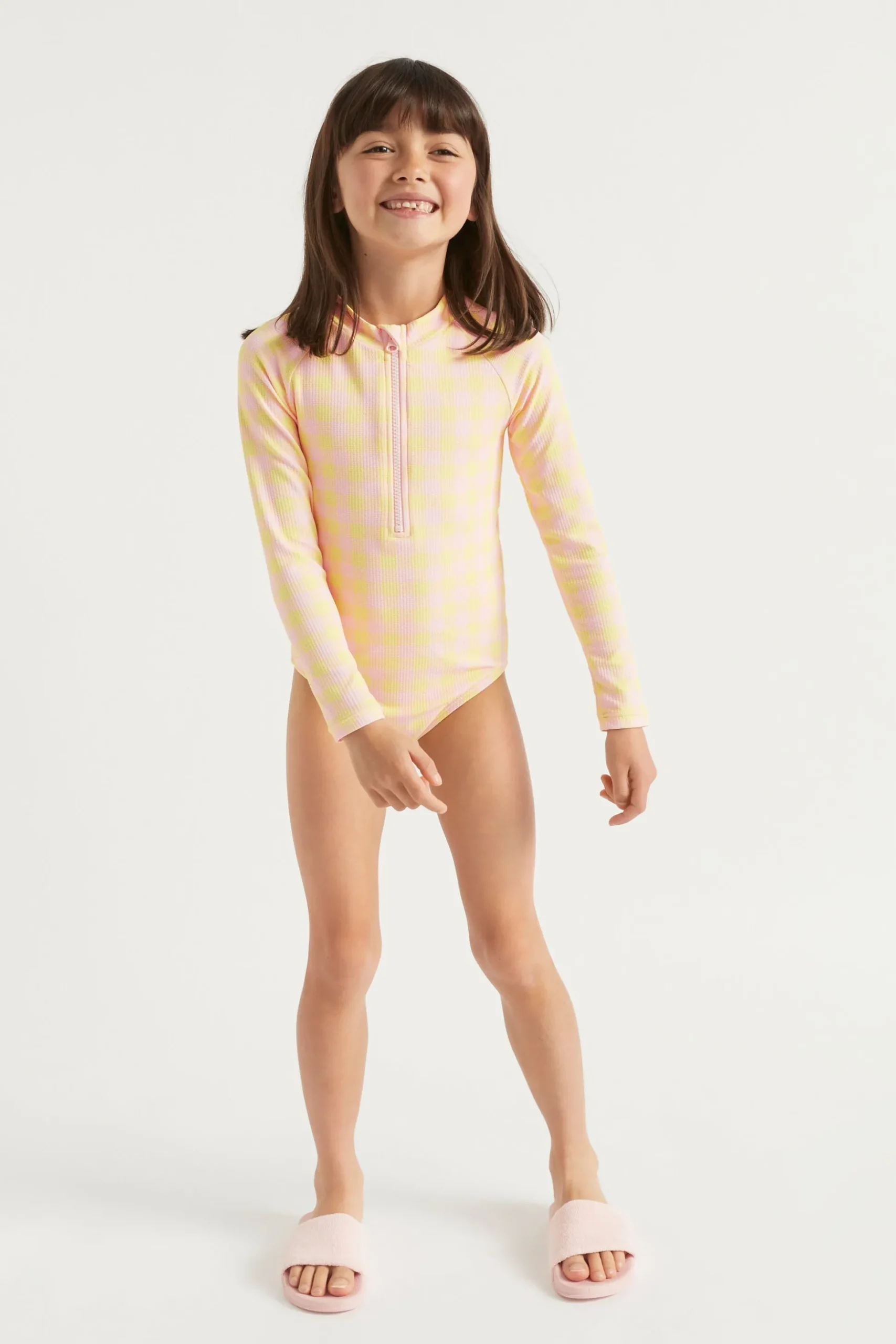 Seed Heritage Swimwear-Gingham Rashsuit Dusty Rose