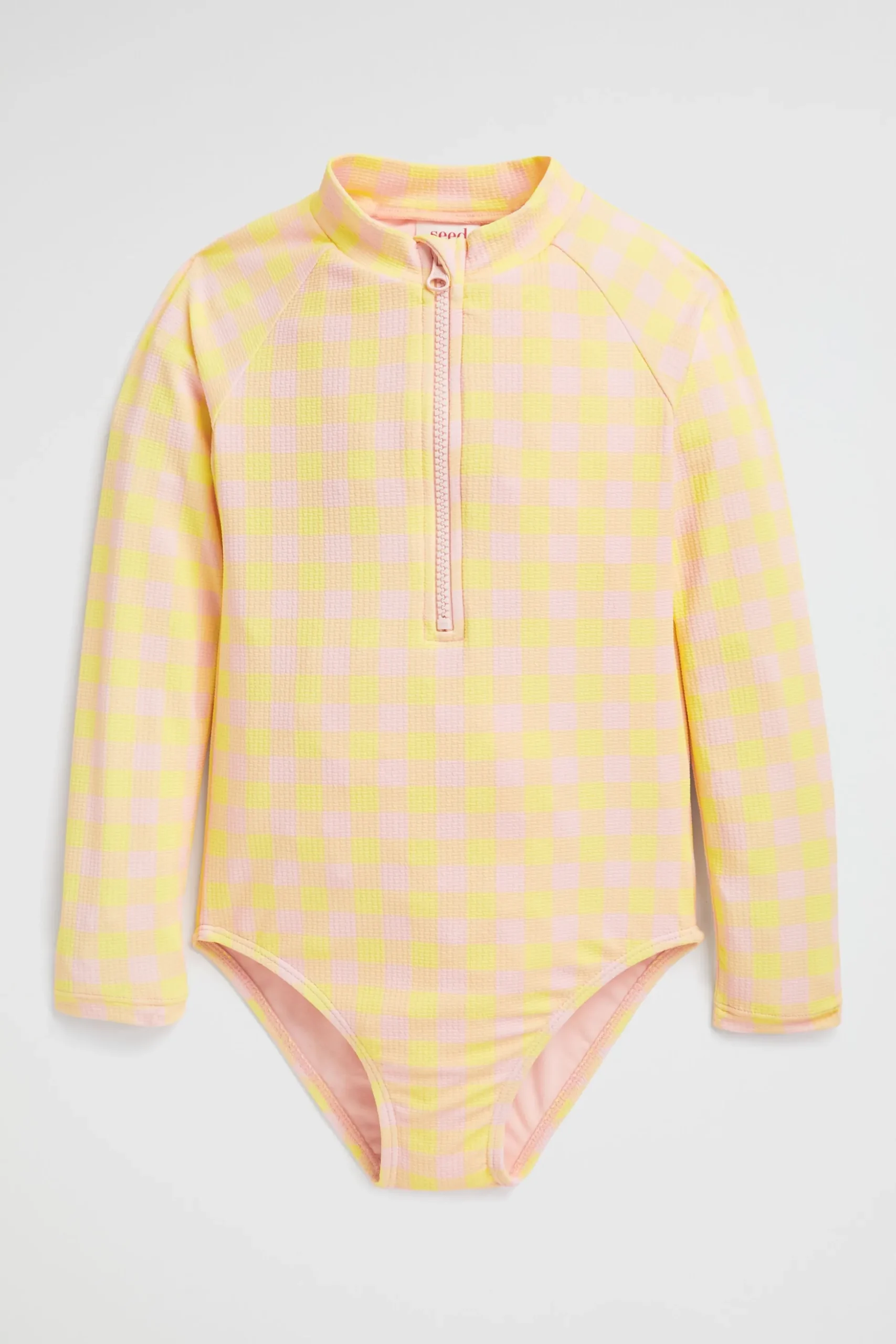 Seed Heritage Swimwear-Gingham Rashsuit Dusty Rose