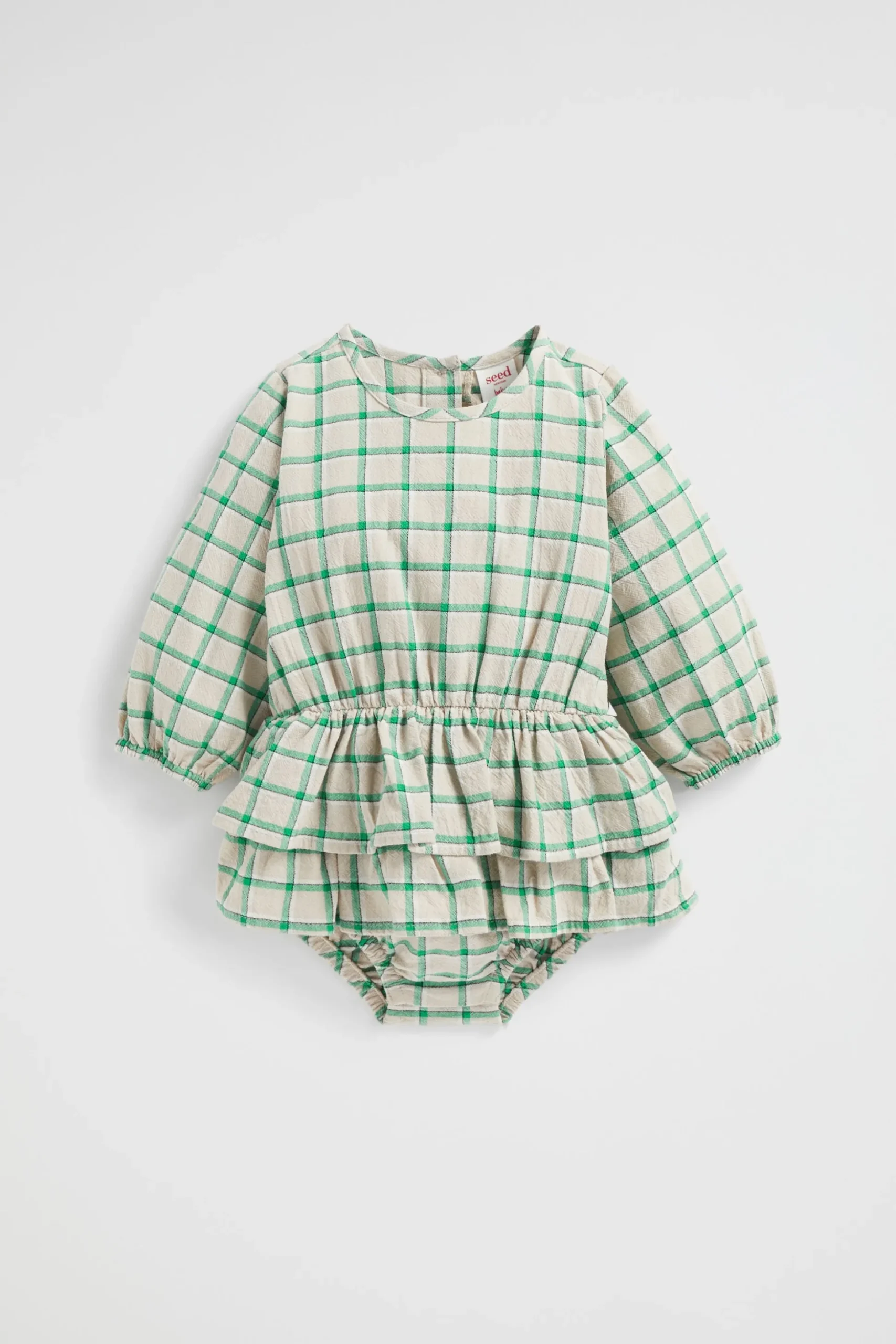 Seed Heritage Playsuits & Overalls-Gingham Romper Pea Green