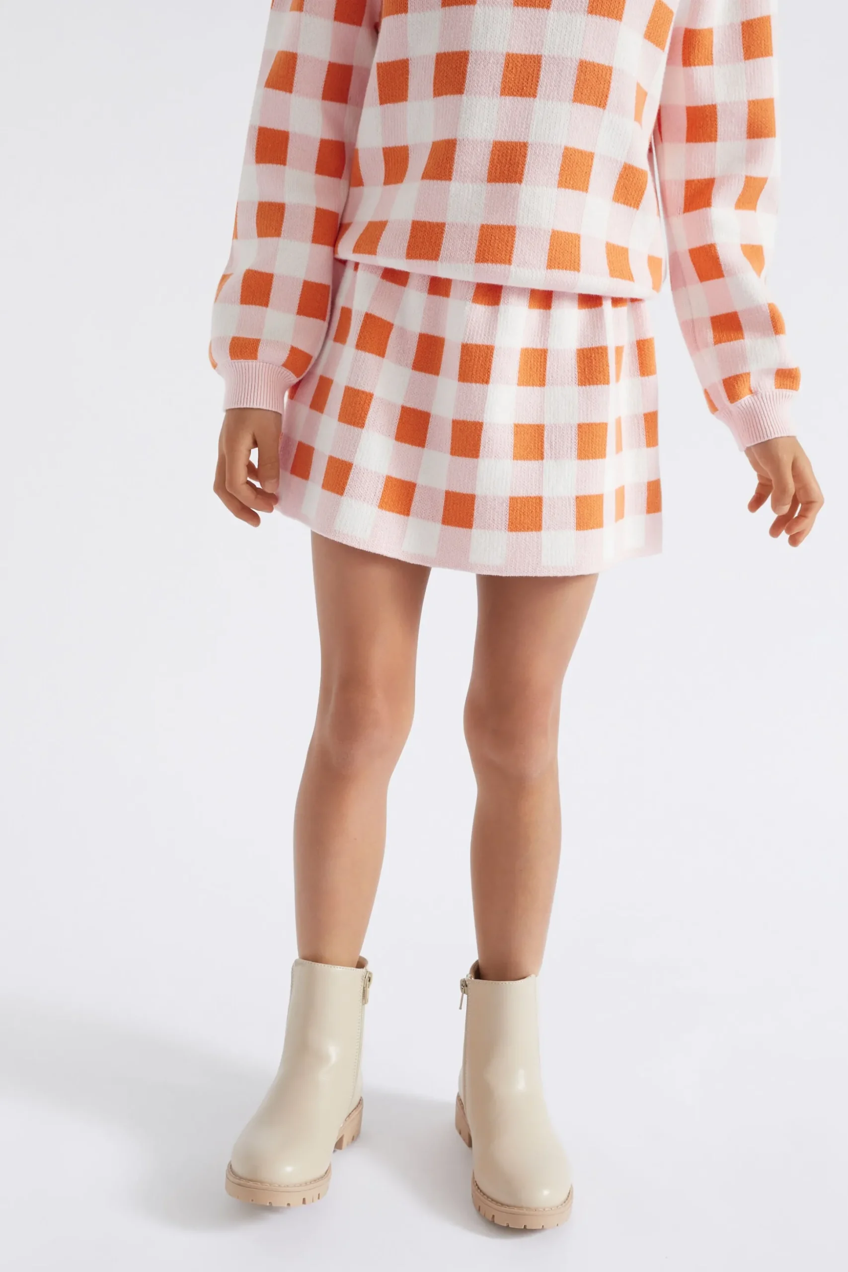Seed Heritage Skirts-Gingham Skirt Dusty Rose