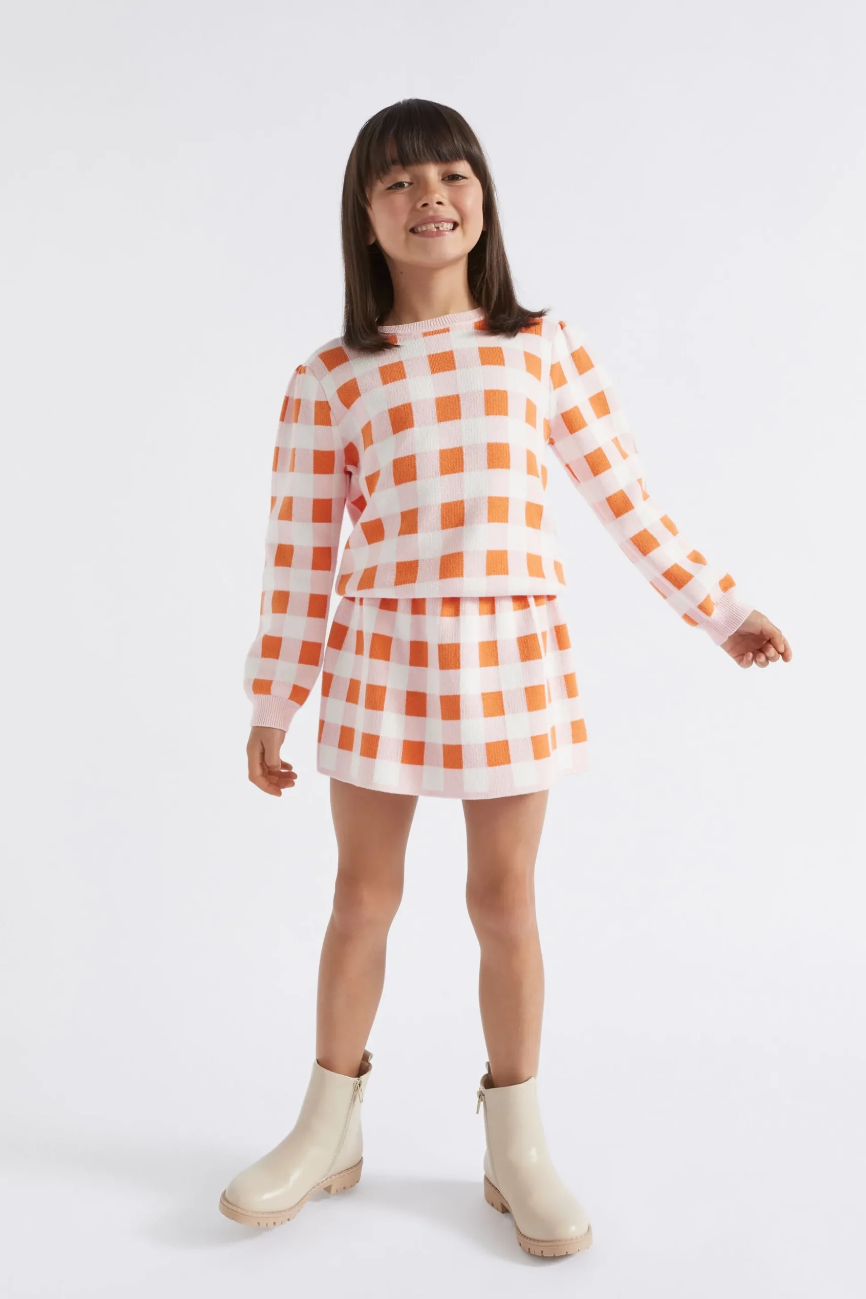 Seed Heritage Skirts-Gingham Skirt Dusty Rose