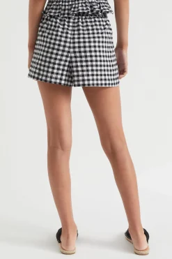 Seed Heritage Shorts-Gingham Tie-Waist Short Black