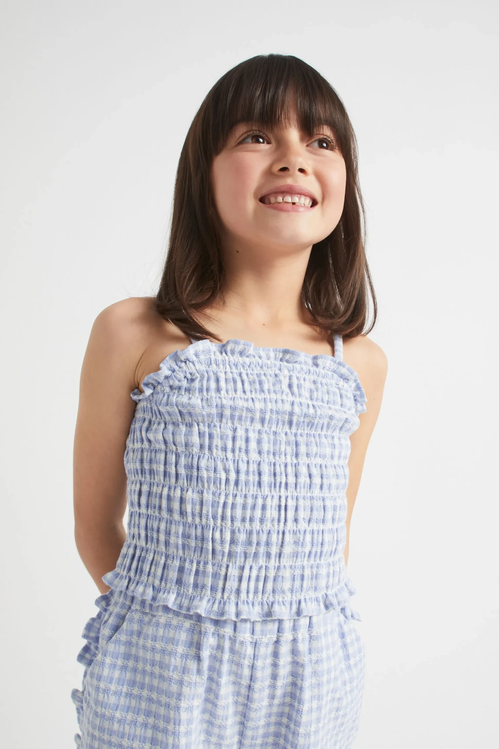 Seed Heritage T-Shirts & Tops-Gingham Top Blue Iris