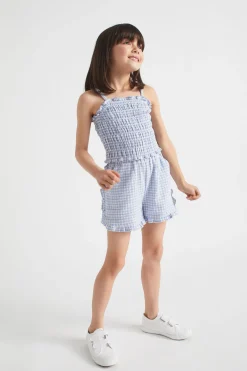 Seed Heritage T-Shirts & Tops-Gingham Top Blue Iris