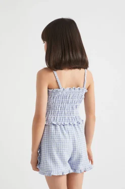 Seed Heritage T-Shirts & Tops-Gingham Top Blue Iris