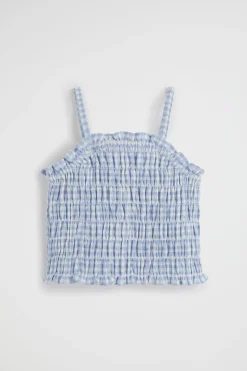 Seed Heritage T-Shirts & Tops-Gingham Top Blue Iris