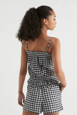 Seed Heritage T-Shirts & Tops-Gingham Top Black