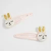 Seed Heritage Hair Accessories-Glitter Bunny Snaps Dusty Rose