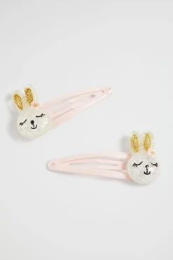 Seed Heritage Hair Accessories-Glitter Bunny Snaps Dusty Rose