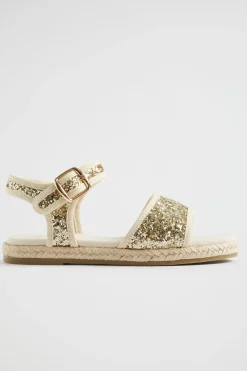 Seed Heritage Sandals & Slides-Glitter Open Toe Espadrille Gold