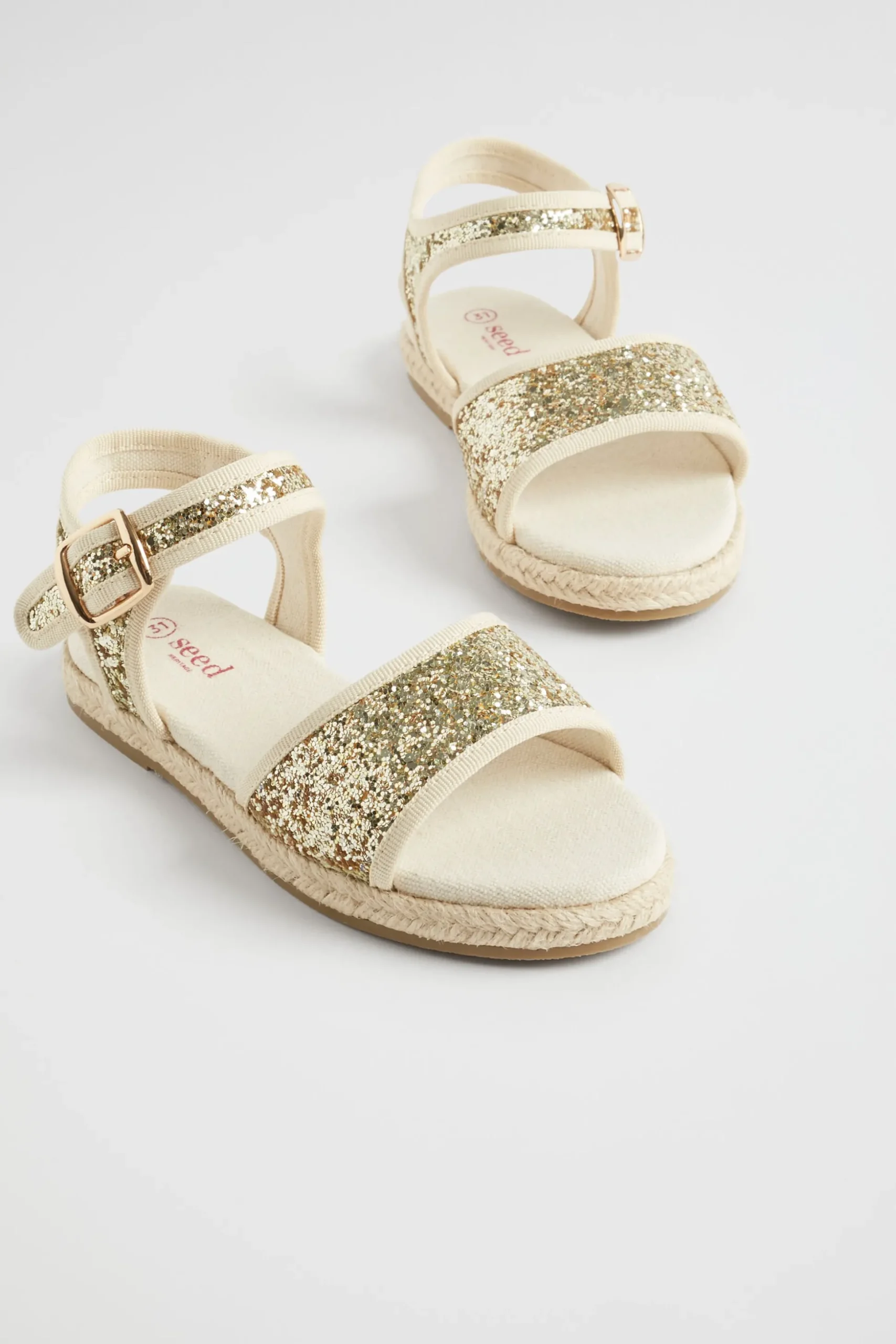 Seed Heritage Sandals & Slides-Glitter Open Toe Espadrille Gold