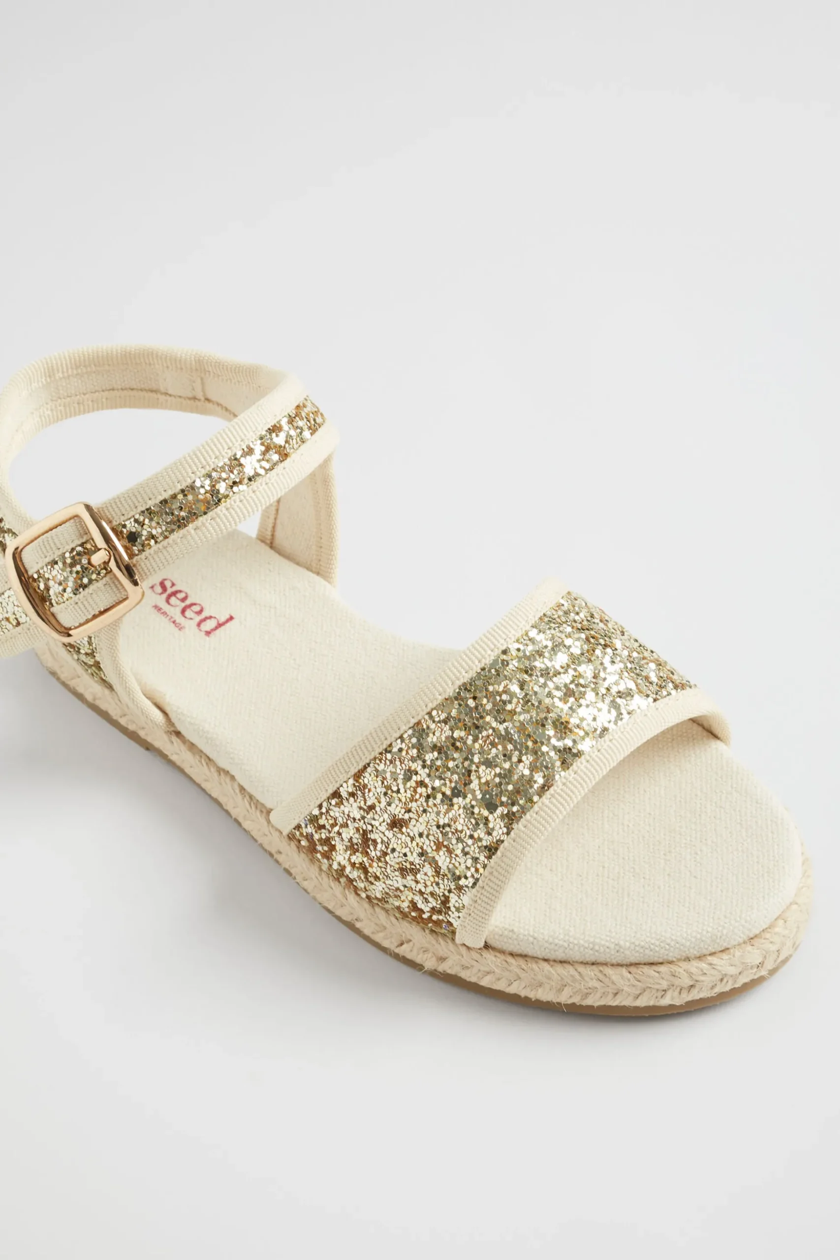 Seed Heritage Sandals & Slides-Glitter Open Toe Espadrille Gold