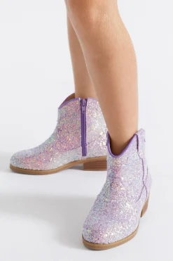 Seed Heritage Boots-Glitter Short Cowboy Boot Lilac