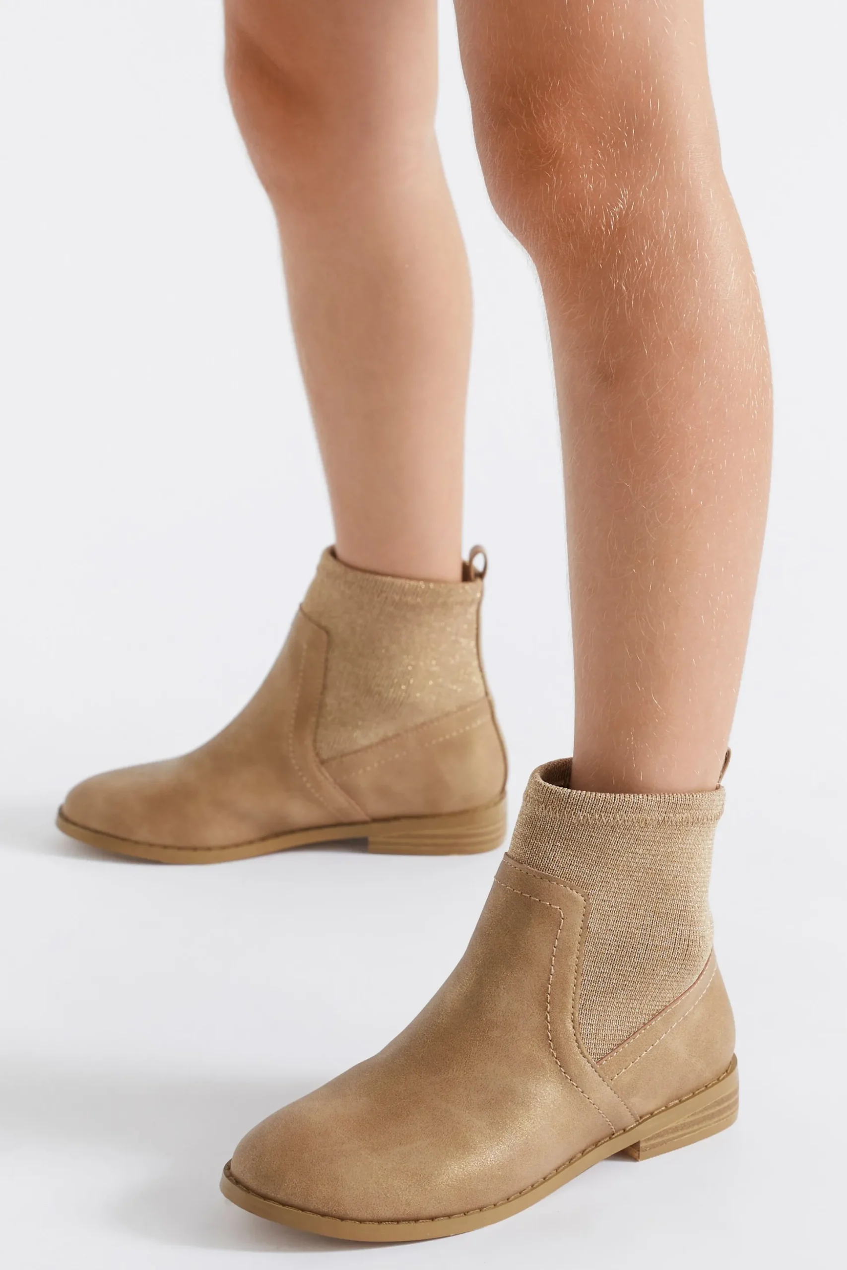 Seed Heritage Boots-Glitter Sock Boot Cappuccino
