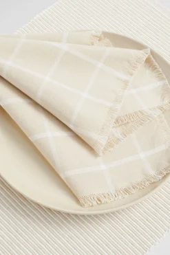 Seed Heritage Kitchen & Dining-Grid Napkin Set Of 4 Stone