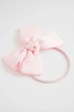 Seed Heritage Hair Accessories-Grosgrain Bow Hair Elastic Pale Pink