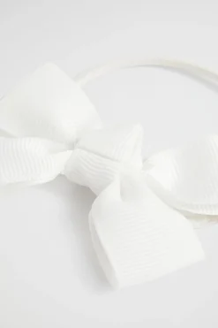 Seed Heritage Hair Accessories-Grosgrain Bow Hair Elastic Vanilla