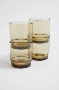 Seed Heritage Kitchen & Dining-Haim Glasses Set Of 4 Taupe