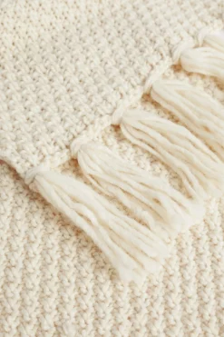 Seed Heritage Scarves & Kaftans-Hand Knit Scarf Vanilla Cream