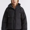 Seed Heritage Jackets & Vests-Hooded Puffer Jacket Black