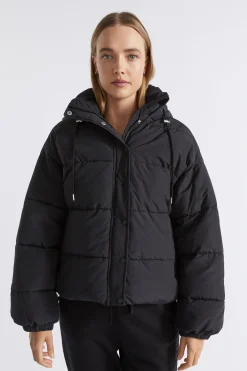Seed Heritage Jackets & Vests-Hooded Puffer Jacket Black