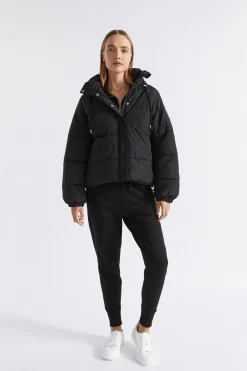 Seed Heritage Jackets & Vests-Hooded Puffer Jacket Black