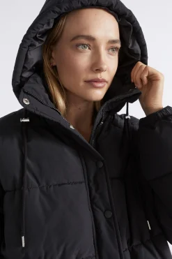 Seed Heritage Jackets & Vests-Hooded Puffer Jacket Black