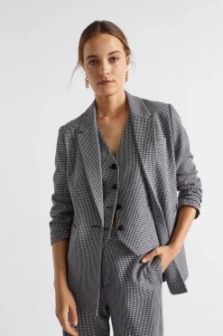 Seed Heritage Jackets & Vests-Houndstooth Blazer Midnight Sky Houndstooth