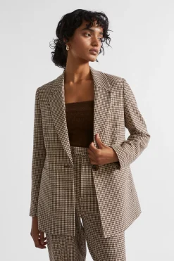 Seed Heritage Jackets & Vests-Houndstooth Blazer Hot Chocolate Houndstooth