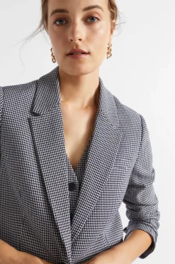 Seed Heritage Jackets & Vests-Houndstooth Blazer Midnight Sky Houndstooth
