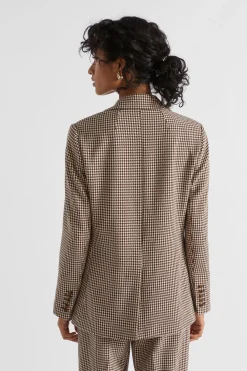 Seed Heritage Jackets & Vests-Houndstooth Blazer Hot Chocolate Houndstooth