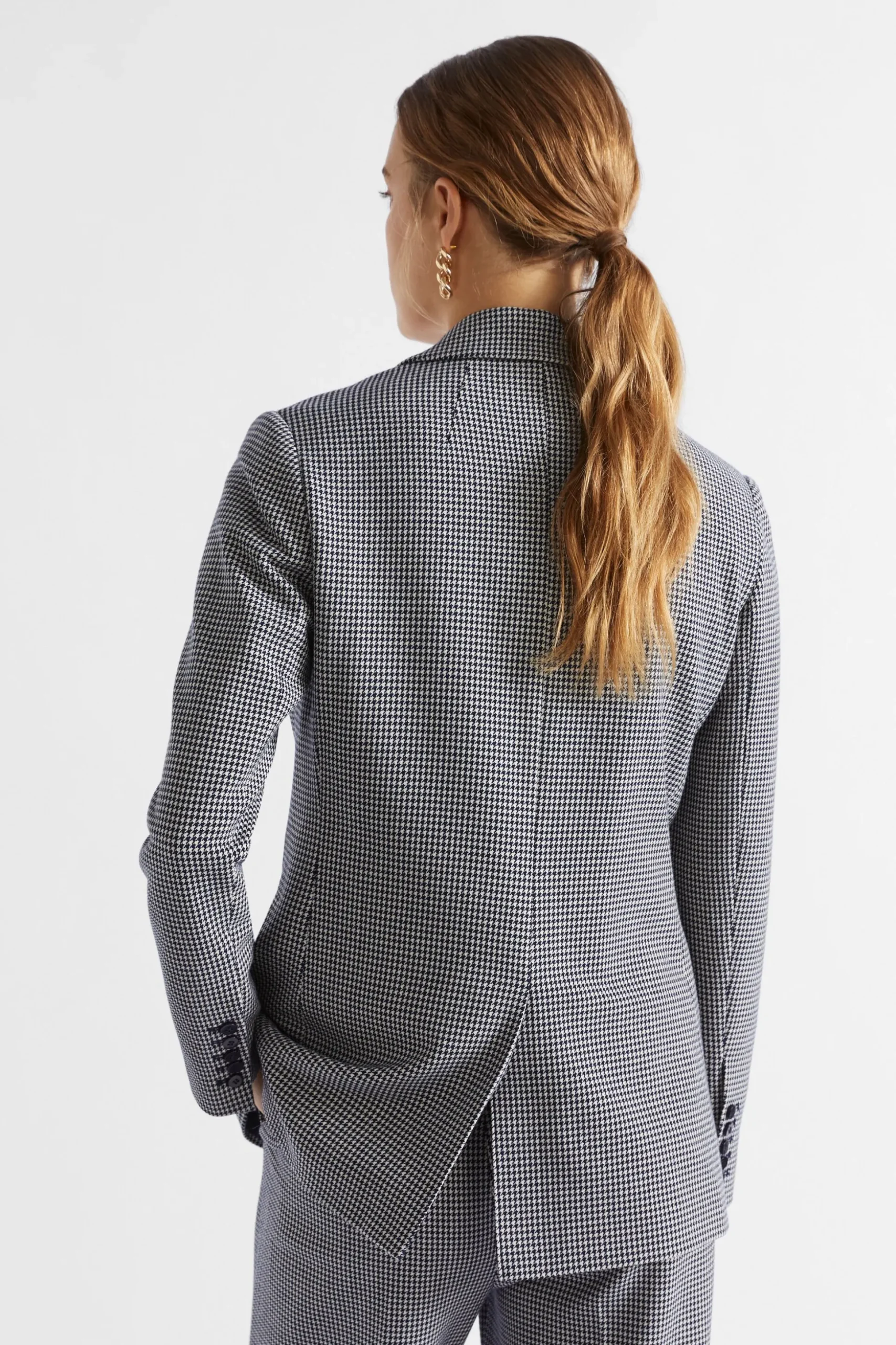 Seed Heritage Jackets & Vests-Houndstooth Blazer Midnight Sky Houndstooth