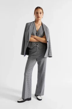 Seed Heritage Pants-Houndstooth High Waisted Pant Midnight Sky Houndstooth