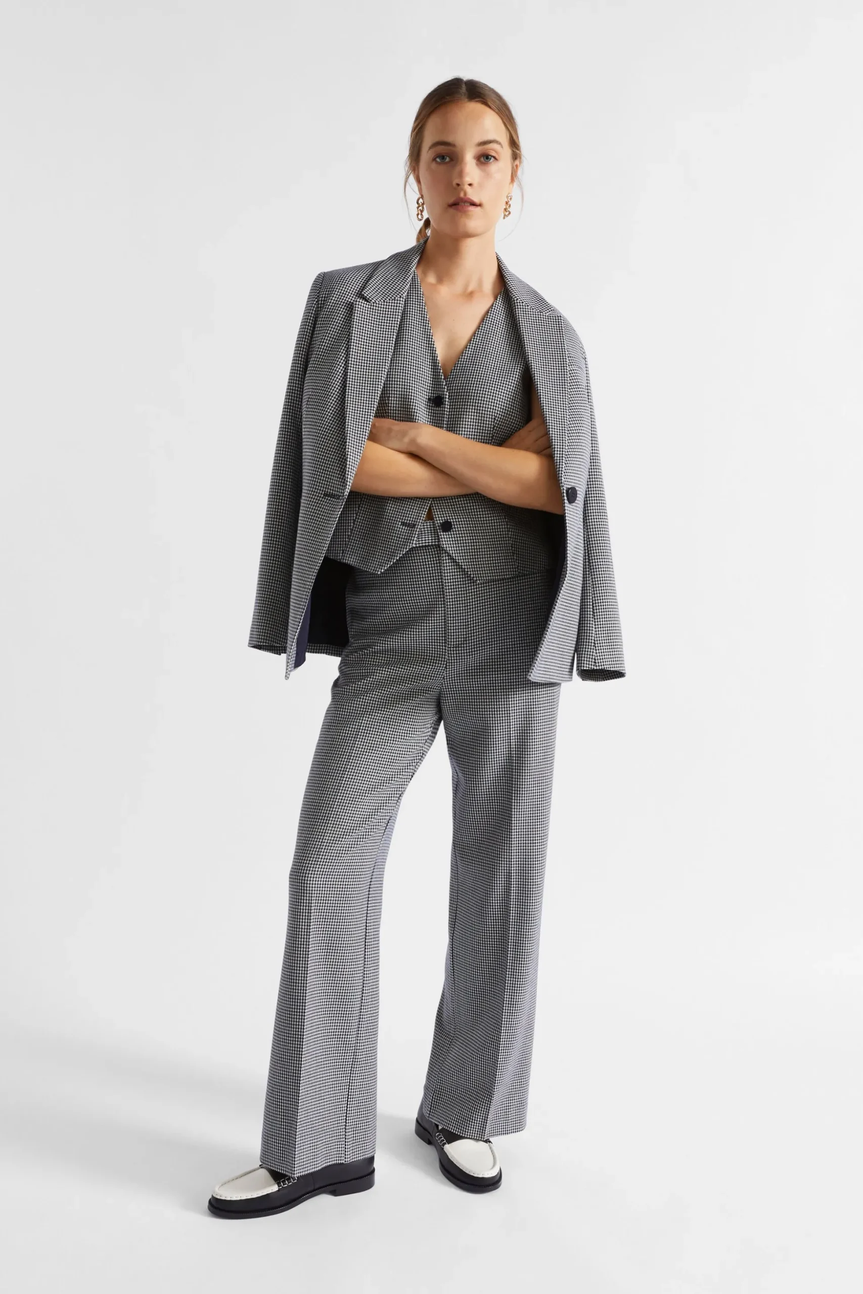 Seed Heritage Pants-Houndstooth High Waisted Pant Midnight Sky Houndstooth