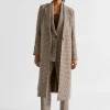 Seed Heritage Jackets & Vests-Houndstooth Longline Suiting Coat Hot Chocolate Houndstooth