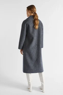 Seed Heritage Jackets & Vests-Houndstooth Oversized Coat Midnight Sky Houndstooth
