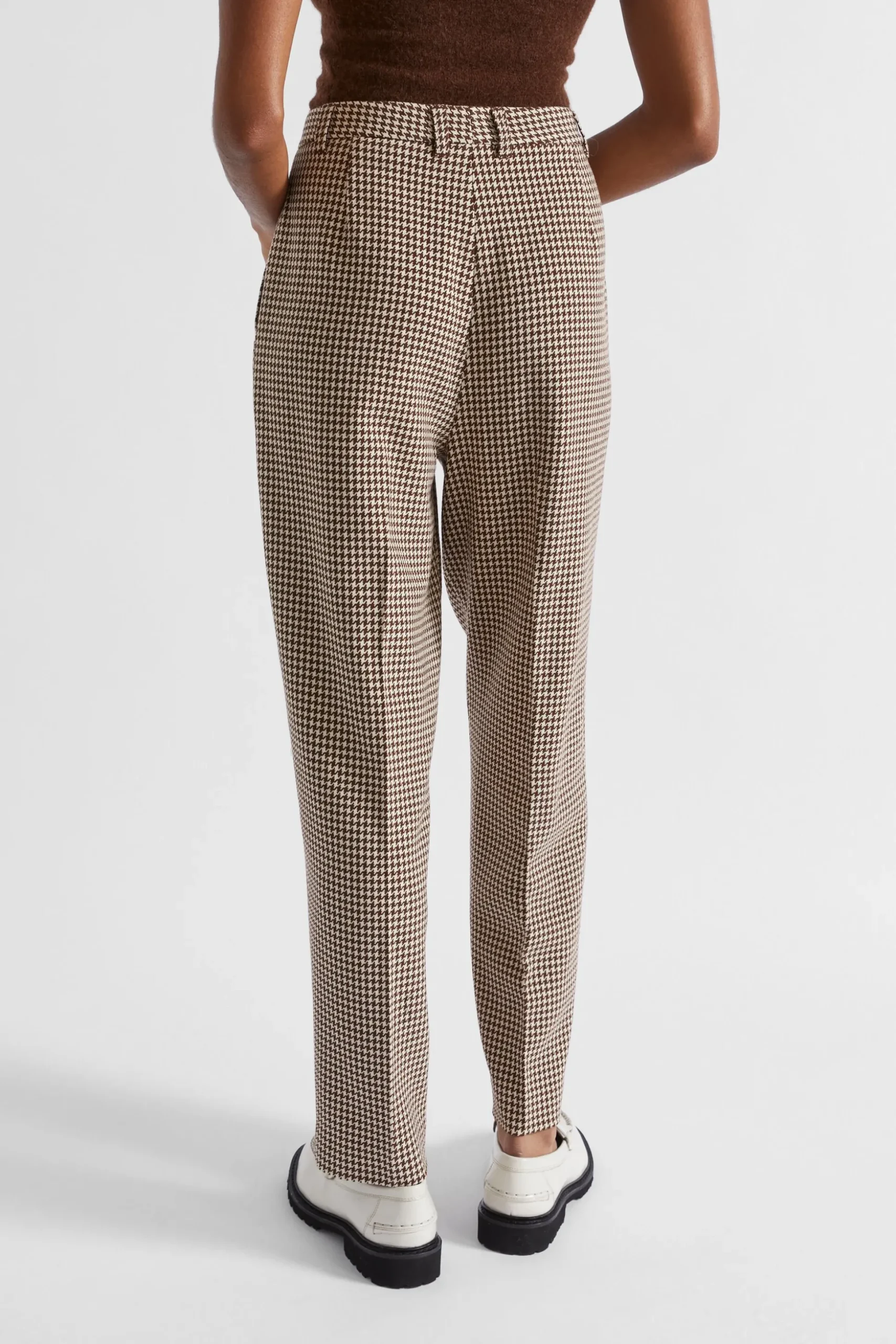 Seed Heritage Pants-Houndstooth Pleat Front Pant Hot Chocolate Houndstooth