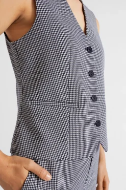Seed Heritage Jackets & Vests-Houndstooth Vest Midnight Sky Houndstooth