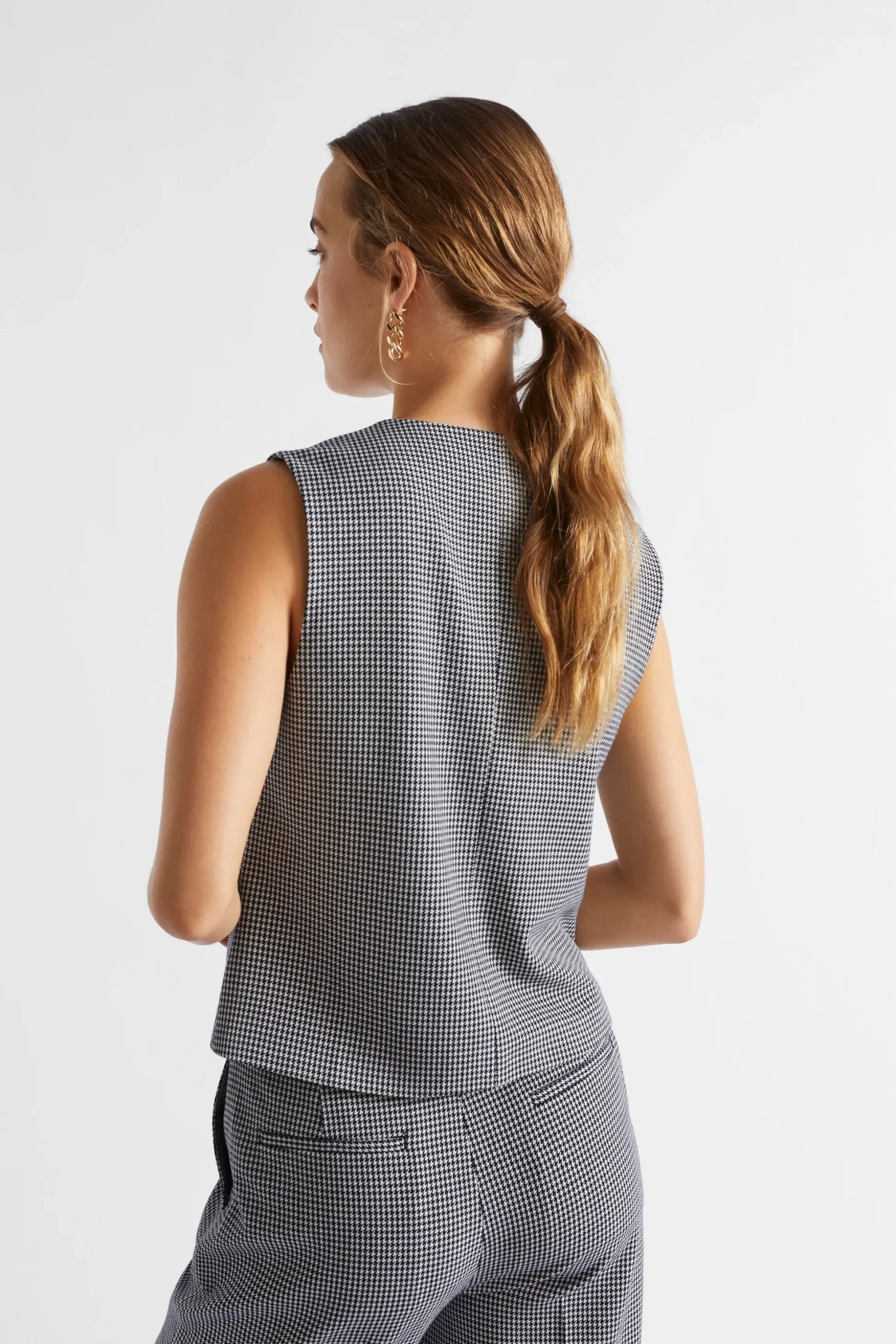 Seed Heritage Jackets & Vests-Houndstooth Vest Midnight Sky Houndstooth