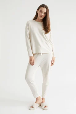 Seed Heritage Sleepwear-Jersey Pyjama Bottom Oat Marle