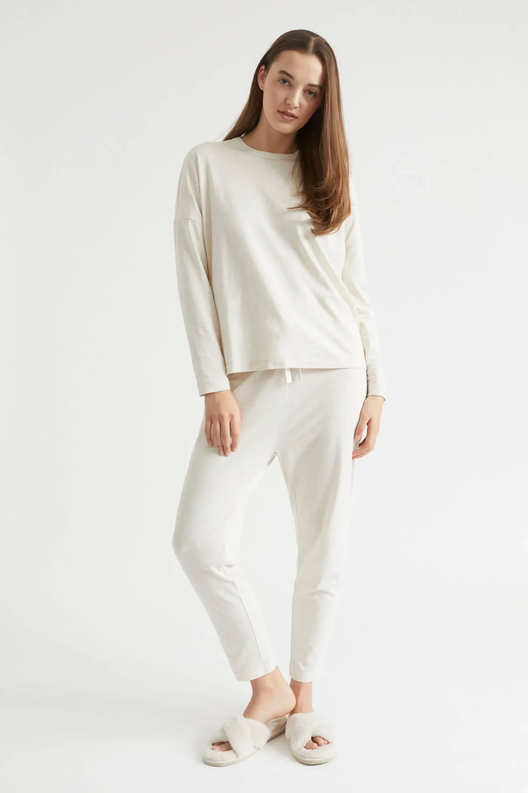 Seed Heritage Sleepwear-Jersey Pyjama Bottom Oat Marle