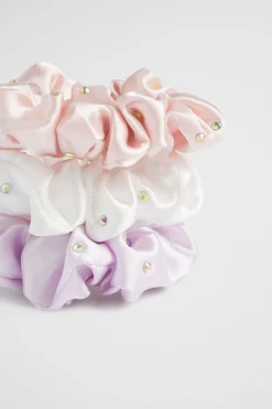 Seed Heritage Hair Accessories-Jewel Satin Scrunchie Trio Multi