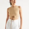 Seed Heritage T-Shirts & Tops-Keyhole Tie Tank Light Chestnut