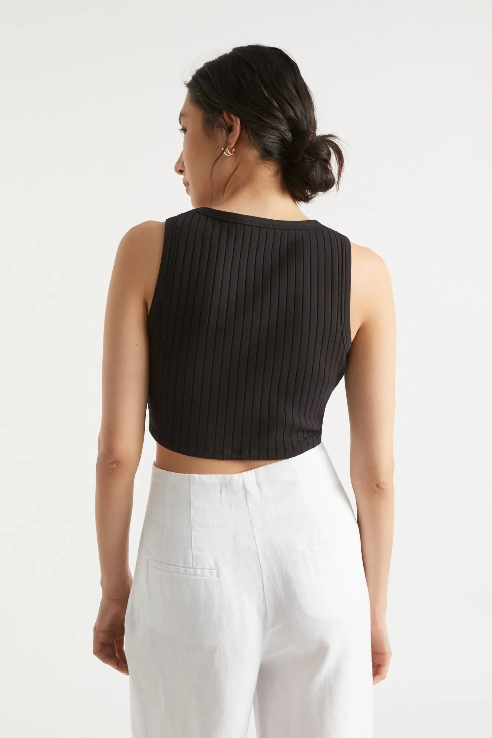 Seed Heritage T-Shirts & Tops-Keyhole Tie Tank Black