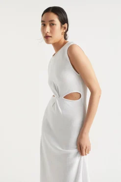 Seed Heritage Knitwear & Sweaters-Knit Twist Front Midi Dress Whisper White