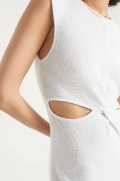 Seed Heritage Knitwear & Sweaters-Knit Twist Front Midi Dress Whisper White