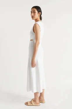 Seed Heritage Knitwear & Sweaters-Knit Twist Front Midi Dress Whisper White