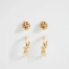 Seed Heritage Jewellery-Knot Stud Earring Set Gold